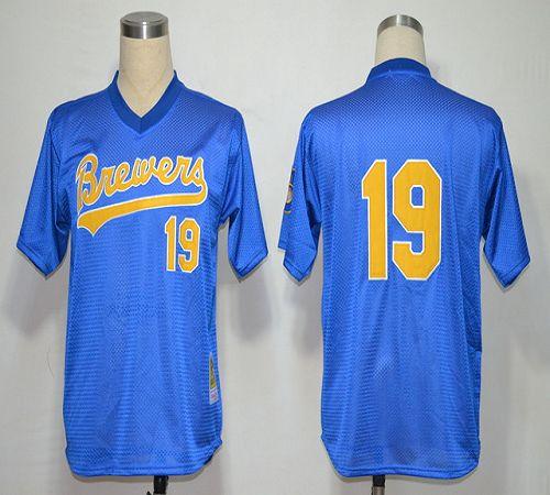 Mitchell And Ness 1991 Brewers #19 Robin Yount Blue Stitched MLB Jersey - Click Image to Close